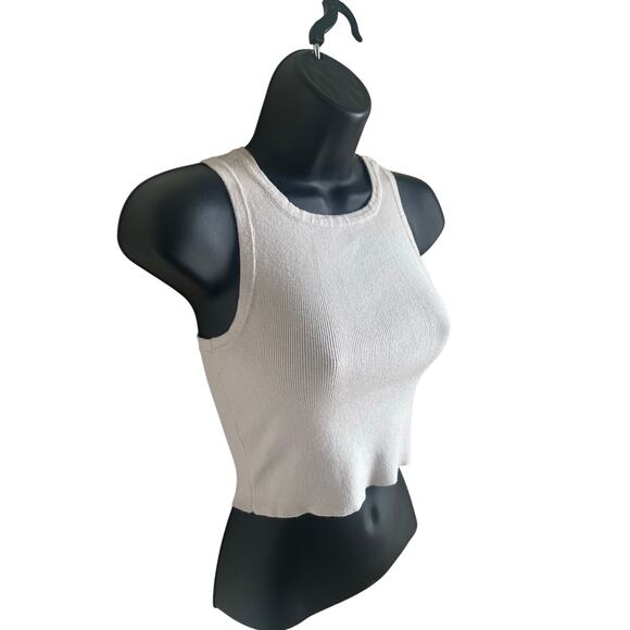 Kendall & Kylie Tops - Kendall & Kylie Ribbed Cropped Tank Top XS Cream Casual Date Night Festival